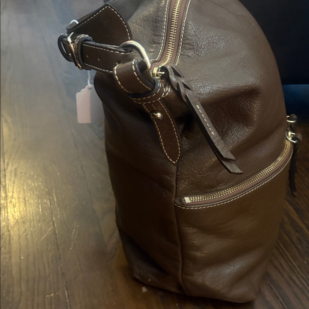 Dooney & Bourke Dillen Chocolate Brown Leather Hobo Shoulder Bag - Picture 8 of 11